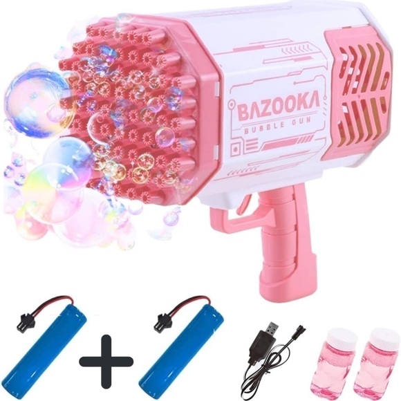 Brand New Bubble Machine Gun Toy Pink Colorful Lights Rechargeable Batteries - Picture 5 of 10